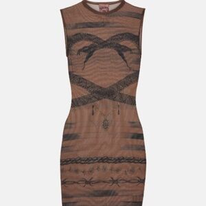 ✨Sale ✨ Jean-Paul Gaultier x KNWLS Trompe L' Oeil Brown Black Snake Tattoo dress
